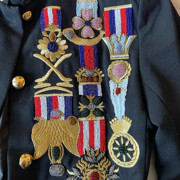 Vintage Adam Douglass Blazer Womens Jacket Embellished Military Patriotic Wool 8 - Picture 9 of 10